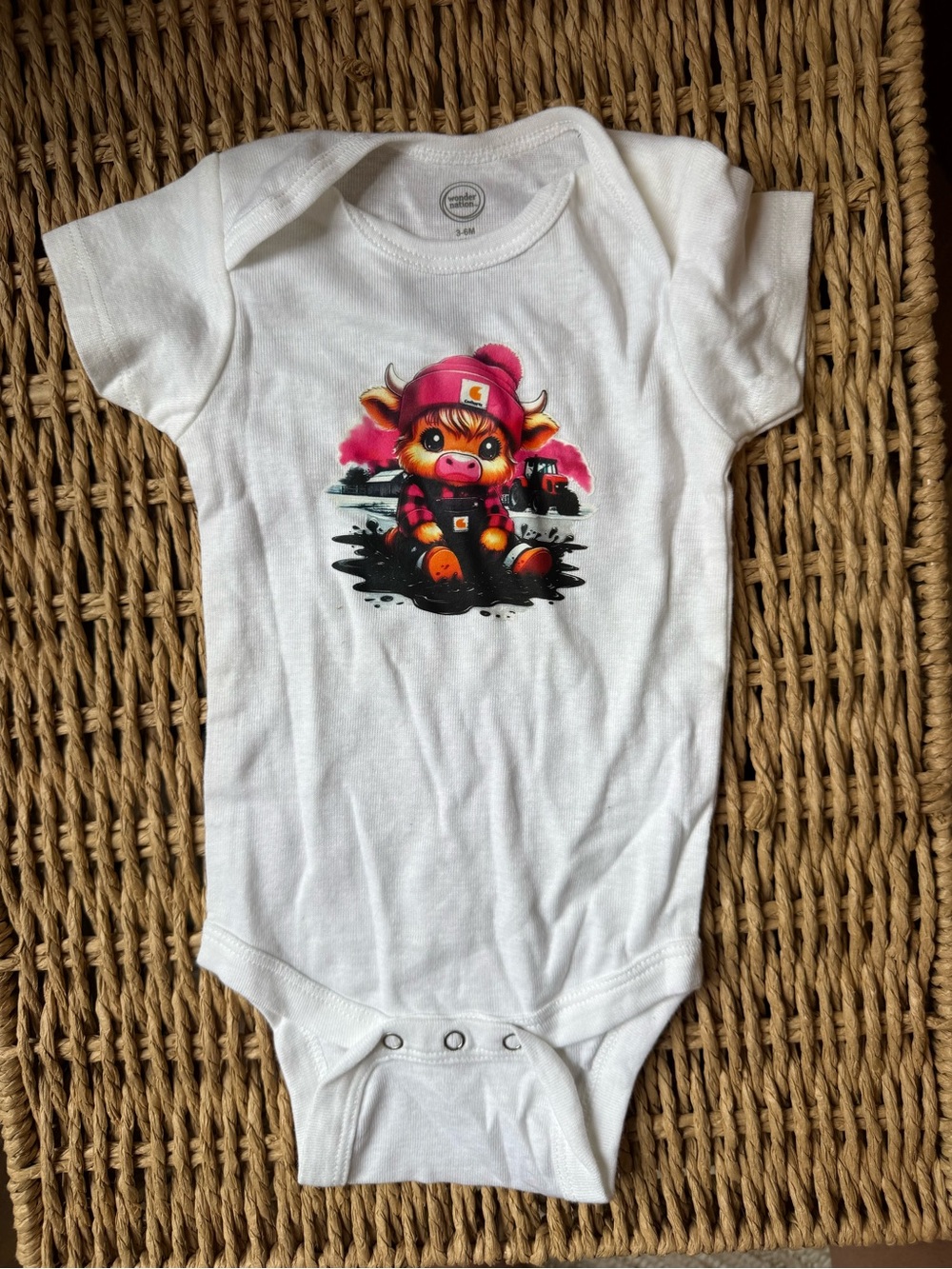 Highland cow short sleeve onesie